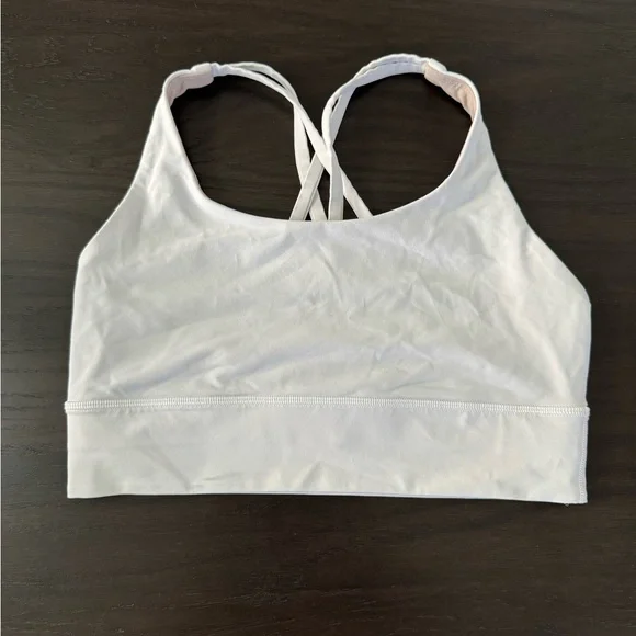 Size 8 White Lululemon Energy Longline Bra Medium Support - Picture 5 of 6